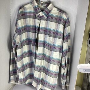 Dockers Men's Plaid Shirt in Purple and Blue vintage 1990s